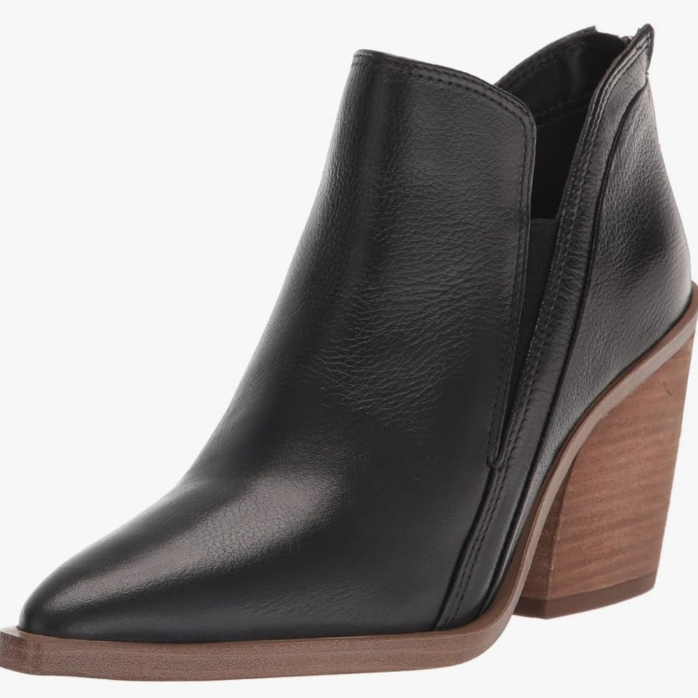 Vince Camuto Gradina Leather Stacked Heel Bootie